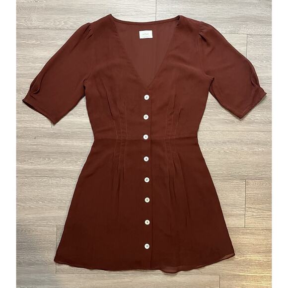 Wilfred Aritzia Button Front Dress Brown Terracotta Short Sleeve Women’s Size 2 - Picture 1 of 8